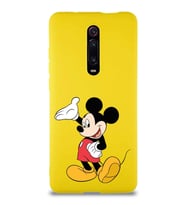 Xiaomi Mi 9T Soft Premier Kapak Mickey Mouse-C Tasarımlı Silikon Kılıf - Sarı (Şeffaf)