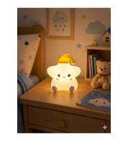 sevimli şapkalı yıldız gece lambası yumuşak typce sarjlı 5 renk ışıklı çocuk gece lambası