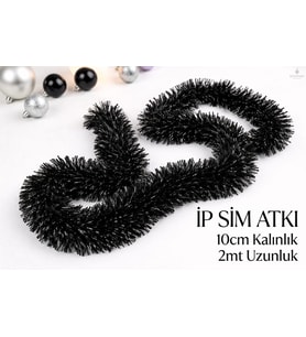İp Sim Atkı 10 cm Kalın Dilim - Siyah