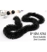İp Sim Atkı 10 cm Kalın Dilim - Siyah