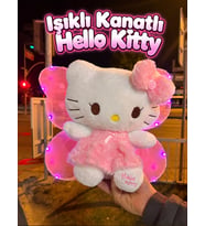 Işıklı kelebek kanatlı hello kitty peluş oyuncak hediyelik 30 cm