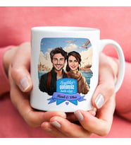 Sevgiliye Hediye Kişiye Özel Vapurda Aşk Karikatürlü Kupa Bardak