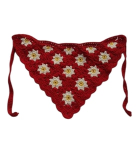 Papatya Motifli Örgü Bandana