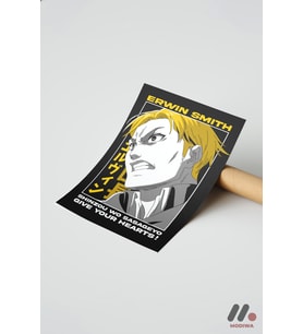 Attack on Titan Erwin Smith Anime Poster, Çerçevesiz Yüksek Kalite Duvar Afişi - Anime