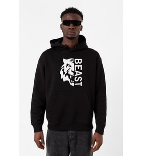 Mr Beast Half Face Siyah Erkek 3ip Kapşonlu Sweatshirt