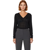 Kadın Cool & Comfort Tarzı V Yaka Uzun Kollu Polyester Örme Bluz Regular Kalıp İnce Kumaş Kış