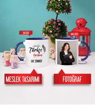 Türkçe Öğretmeni Kupa Bardak Lacivert Fotoğraflı