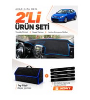 e-biz HYUNDAİ İ30 (2007-2012) Uyumlu Torpido Örtüsü + Tay Tüyü Bagaj Çantası - Siyah-Mavi - HU004