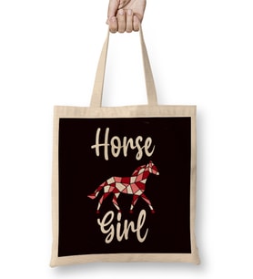 Horse Girl Faceted Horse Equestrian Sport Dressage Cowgirl Bez Çanta Uzun Saplı