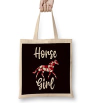 Horse Girl Faceted Horse Equestrian Sport Dressage Cowgirl Bez Çanta Uzun Saplı