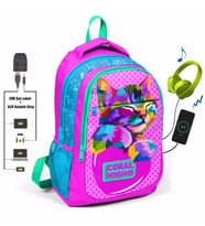 Coral High Kids Minik Kedi İlk ve Ortaokul Sırt Çantası - USB ve AUX Çıkışlı