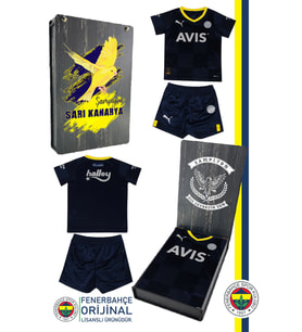 Fenerbahçe Orijinal Mini Lacivert Çocuk Forma Set Hediyelik Ahşap Kutulu