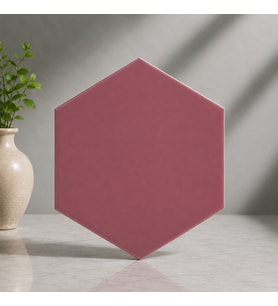 Armada Çini 15x17 Cm Düz Koyu Pembe Altıgen Seramik