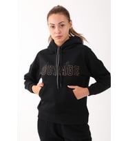 Maraton Sportswear Comfort Kadın Kapşonlu  Uzun Kol Basic Siyah Sweatshirt 21475