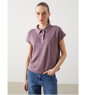LCWAIKIKI Classic Mürdüm Oversize Soft Touch Kadın Tişört