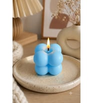 Mini Bubble 3'lü Mum - Mumelia Candles Doğal Soya, El Yapımı, Dekoratif - Mavi