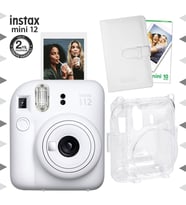 Instax mini 12 Beyaz Fotoğraf Makinesi-10'lu Film-Laporta Albüm ve Şeffaf Kılıf Seti