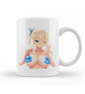 Sena Kashiwazaki Blue Bra Kupa Bardak Porselen