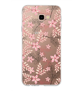Samsung Galaxy J4 Plus Kapak Floral Kırmızı Tasarımlı Şeffaf Silikon Kılıf