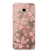 Samsung Galaxy J4 Plus Kapak Floral Kırmızı Tasarımlı Şeffaf Silikon Kılıf
