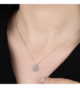 SWAROVSKİ TAŞLI TEK TAŞ 925 AYAR GÜMÜŞ KOLYE