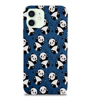 Apple iPhone 12 Mini Uyumlu Lansman Kılıf Panda Tasarımlı İçi Kadife Kapak-Lacivert (Şeffaf)
