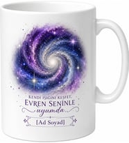 Galaksi Spiral Yıldız Kupa - Kozmik Tasarım Beyaz Porselen Bardak