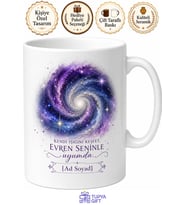 Galaksi Spiral Yıldız Kupa - Kozmik Tasarım Beyaz Porselen Bardak