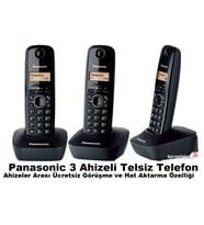 Panasonic KX-TG1613 3 Ahizeli Telsiz Telefon (Siyah)