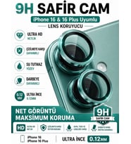 iPhone 16 / 16 Plus Deniz Yeşili Metal Kamera Lens Koruyucu Safir Cam Ultra Net HD