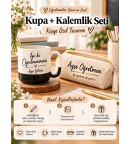 Öğretmenler Günü Hediyesi Kişiye Özel Kupa ve Kalemlik Seti – İsimli Öğretmen Hediye Seti