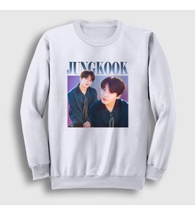 Presmono Unisex Beyaz Poster K Pop Jungkook Bts Sweatshirt 272721tt