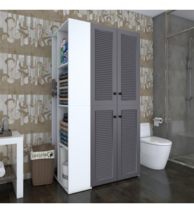 Kenzlife membran çamaşır-kurutma makinesi dolabı kapaklı foka sol gribyz 180*090*60 mebran kapak MDF gövde banyo arkalıksız (Beyaz)