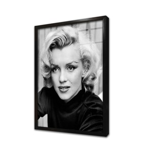 Marliyn Monroe Siyah Beyaz Çerçeveli Cam Tablo