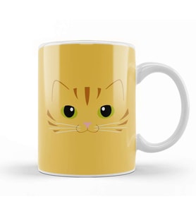 Cute Ginger Cat Ginger Stripped Cat Kupa Bardak Porselen