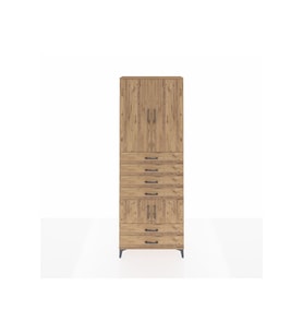 Arges Dolap 4 Raflı 6 Çekmeceli 4 Kapaklı 88x30x243 Çam-Çam