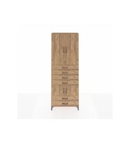 Arges Dolap 4 Raflı 6 Çekmeceli 4 Kapaklı 88x30x243 Çam-Çam