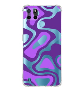 PrintiFy Realme C21y Uyumlu Köşe Korumalı Renkli Desen Tasarımlı Şeffaf Silikon Kılıf