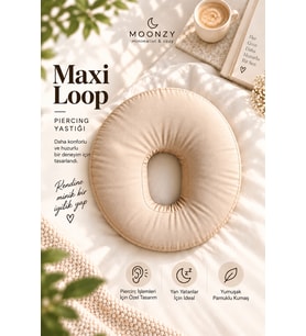 Maxi Loop Piercing Yastığı, Ekstra Büyük Kulak Boşluğu, 30 cm Çap, Bej