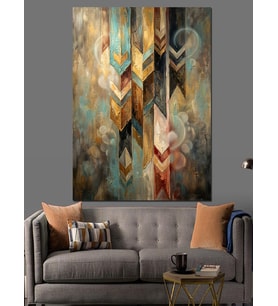 Geometrik Modern Sanat Renkli Şeritler Dekoratif Kanvas - Mdf Ahşap Tablo
