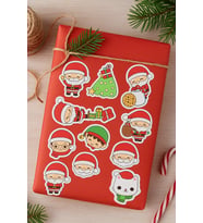 11 Adet Noel Baba Sticker- Yılbaşı Sticker - Yılbaşı Hediye Paketleme - Yılbaşı Süsü - Hediye Paketi (Pembe)