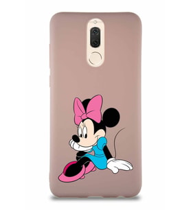 Huawei Mate 10 Lite Soft Premier Kapak Minnie Mouse-E Tasarımlı Silikon Kılıf - Pudra (Şeffaf)