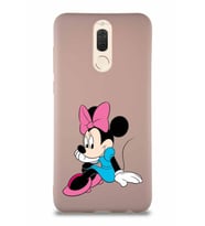Huawei Mate 10 Lite Soft Premier Kapak Minnie Mouse-E Tasarımlı Silikon Kılıf - Pudra (Şeffaf)