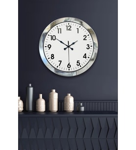 36 cm Krom Metal Standart Duvar Saati