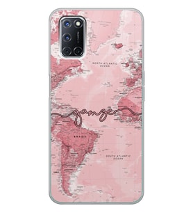 Oppo Pudra Harita Tasarımlı Şeffaf Telefon Kılıfı