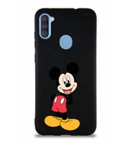 Samsung Galaxy A11 Soft Premier Kapak Mickey Mouse-B Tasarımlı Silikon Kılıf - Siyah (Şeffaf)