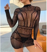Arias Closet Özel Tasarım Siyah Taşlı Fantezi Vücut Çorabı