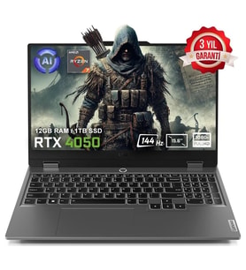 Lenovo Loq 15ARP9 83JC00E3TR FR17 Amd Ryzen 7-7435HS 64 GB Ddr5 1 Tb SSD RTX4050 6gb 105W 15.6" 144Hz Fhd Yok (Free Dos) Gaming Laptop