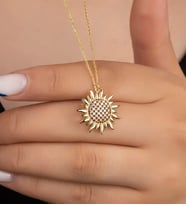 925 Ayar Gümüş Gold Zirkon Taşlı Kolye