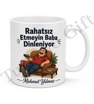 Rahatsız Etmeyin Baba Dinleniyor Yazılı Kupa Bardak Babalar Günü Hediye